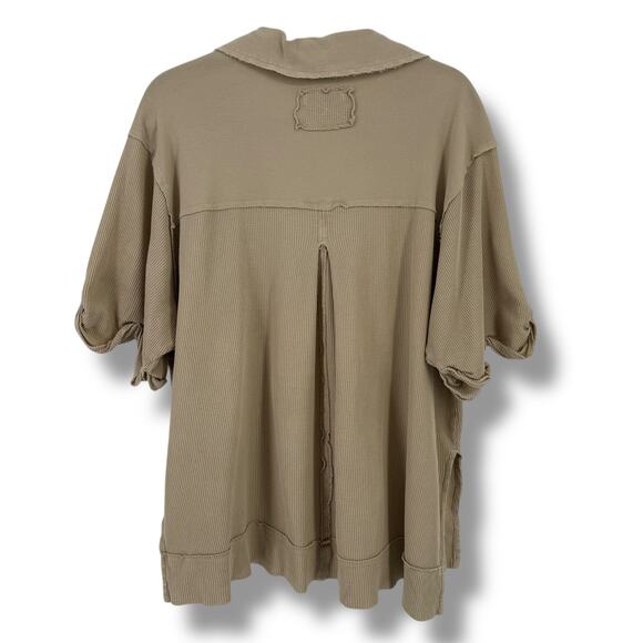 We The Free People Oversize Thermal Button Front Top Women's Sz X-Small Beige - Picture 4 of 7